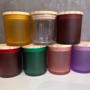 KIT DE COPO PARA VELA VIDRO 220ML COM TAMPA DE MADEIRA