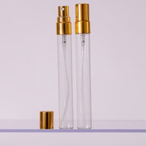 FRASCO DE VIDRO TRANSPARENTE 10 ML SPRAY - Tampa ouro