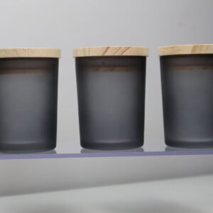 KIT COPO PARA VELA VIDRO 60ML COM TAMPA EM MADEIRA E ANEL DE VEDAÇÃO - FUME