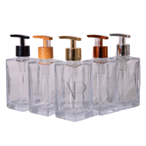 FRASCO PORTA SABONETE SQUARE 250ML COM VÁLVULA LUXO PUMP BICO DE PATO