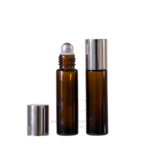 FRASCO DE VIDRO ROLL ON PREMIUM - Ambar tampa Prata