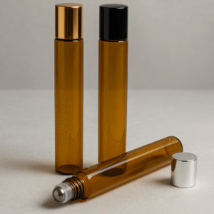 FRASCO VIDRO ROLL ON 10 ML FINO AMBAR TAMPA OURO