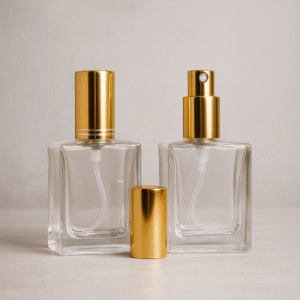 FRASCO VIDRO PERFUME 50 ML COM VALVULA SPRAY LUXO DOURADA