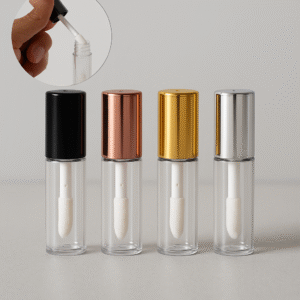 KIT FRASCO TRANSPARENTE EM PLÁSTICO 1,2 ML COM PINCEL APLICADOR GLOSS - ouro