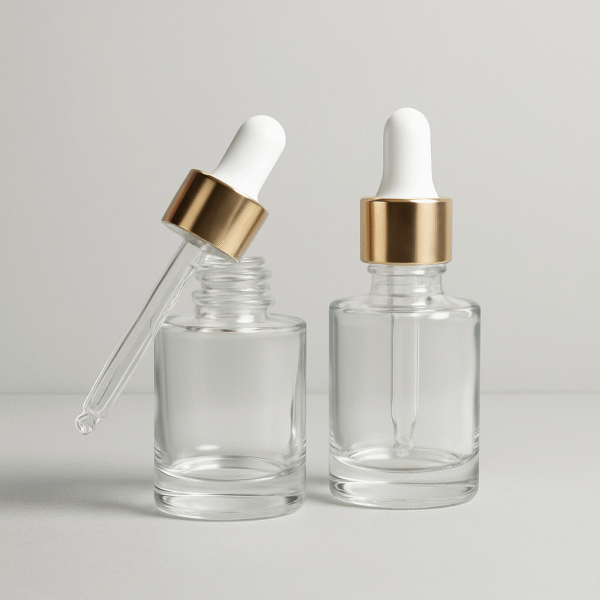 KIT FRASCO DE VIDRO TRANSPARENTE CILÍNDRICO PÍCOLO CONTA GOTAS 30 ML