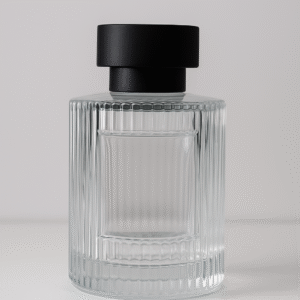 DIFUSOR VIDRO CILINDRO CANELADO C TAMPA PRETA 150ML