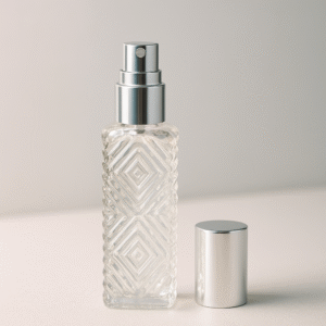 FRASCO DE VIDRO TRABALHADO SPRAY LUXO  12ML - TAMPA PRATA