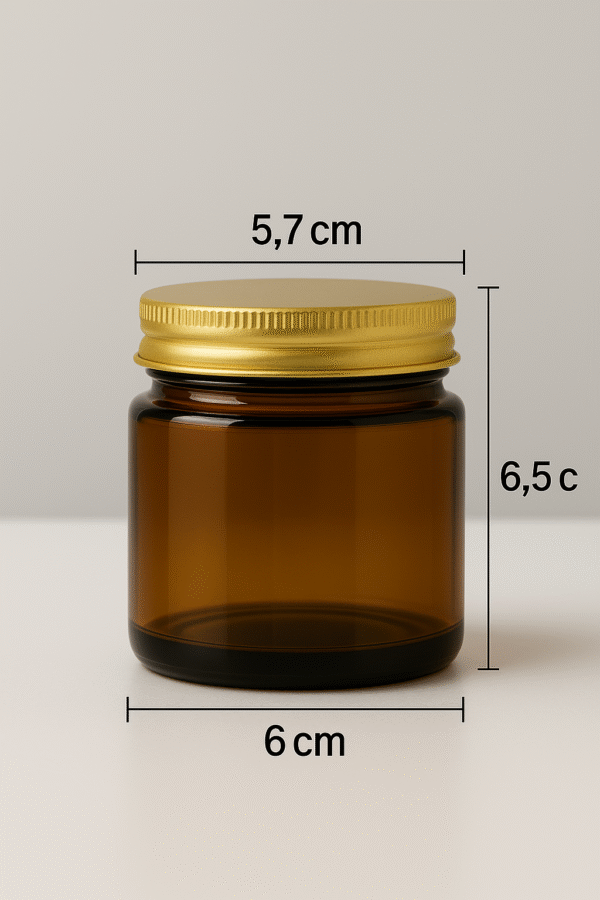 FRASCO DE VIDRO AMBAR COM TAMPA DOURADA PARA VELA 100ML - Imagem 2