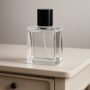 KIT FRASCO DE VIDRO PARA PERFUME 50ML COM VÁLVULA SPRAY E TAMPA PRETA