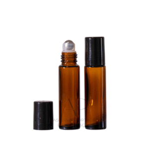 FRASCO DE VIDRO ROLL ON PREMIUM - Ambar tampa Preta