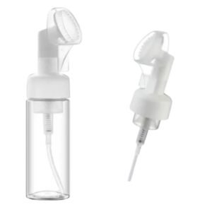 FRASCO TRANSPARENTE EM PLÁSTICO COM ESCOVA DE SILICONE PARA LIMPEZA FACIAL 50ml