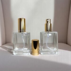 FRASCO VIDRO PERFUME 50 ML COM VALVULA SPRAY LUXO DOURADA
