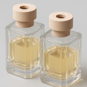 KIT DIFUSOR VIDRO DIAMANTE C TAMPA BEGE 200ML - 1+4 VARETAS PRETA